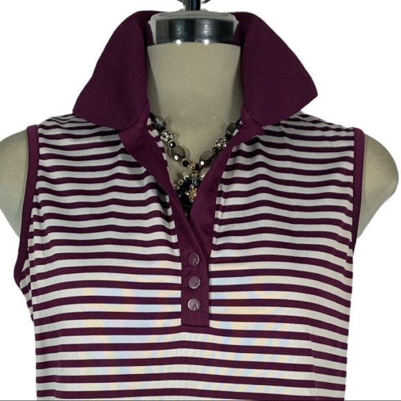 Striped Burgundy and Grey  Colour  Sleeveless Top Size L - Picture 9 of 14
